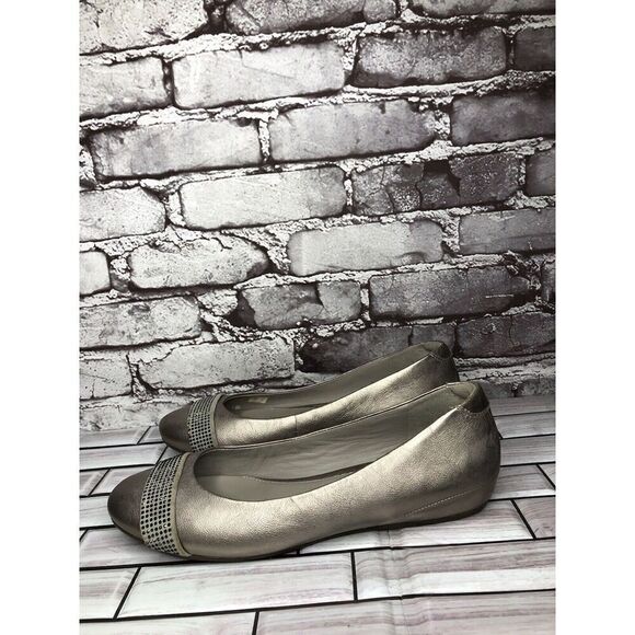 Ecco Silver Pewter Leather Rhinestone Ballet Flats Shoes Women’s Sz 40EU/9M US - Picture 12 of 16